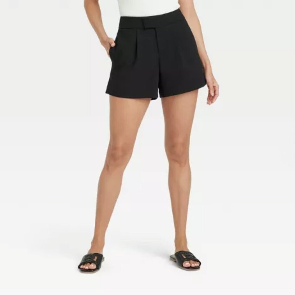 Eyelet Black Tailored Shorts